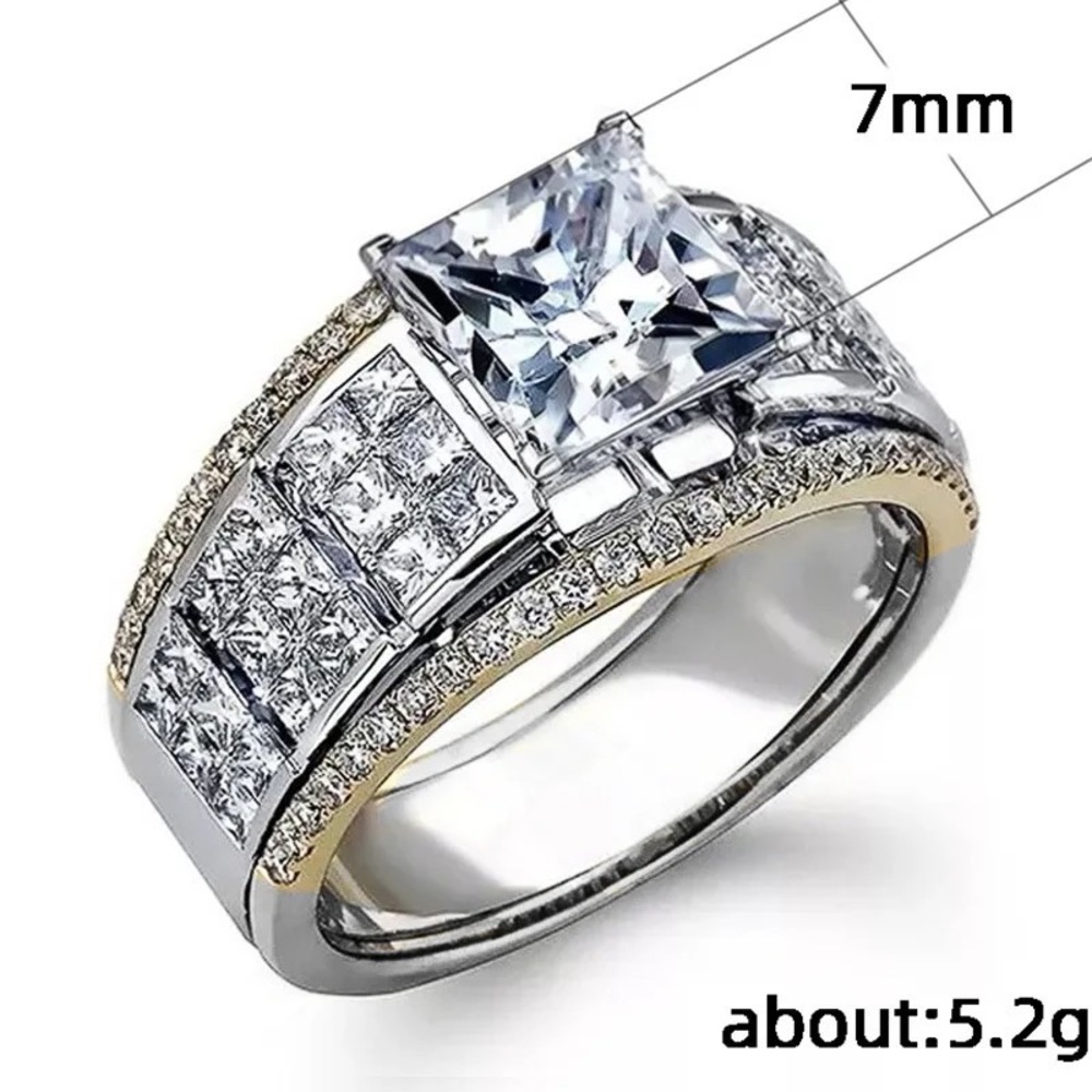 New Unisex Two Tone Luxury Diamond Ring - Picture 3 of 3